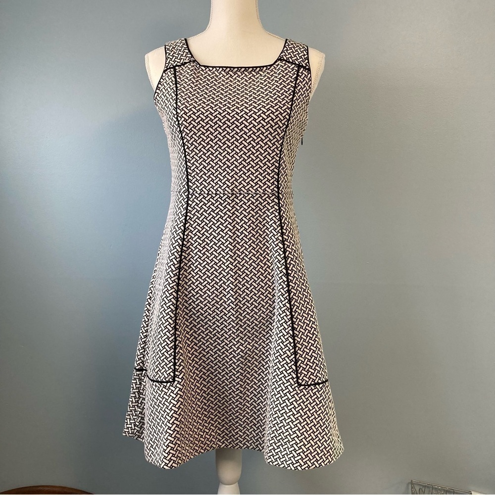 Lands End PETITE black and white herringbone Dress
